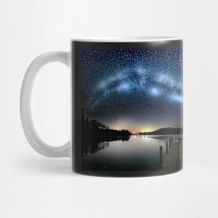 Milky Way Arching over a Jetty and Lake Mug